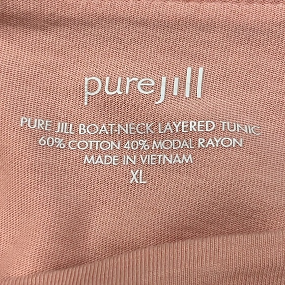 J. JILL Pure Jill Boatneck Layered 3/4 SLV Cotton Rich Peach Tunic SZ XL - Picture 5 of 15